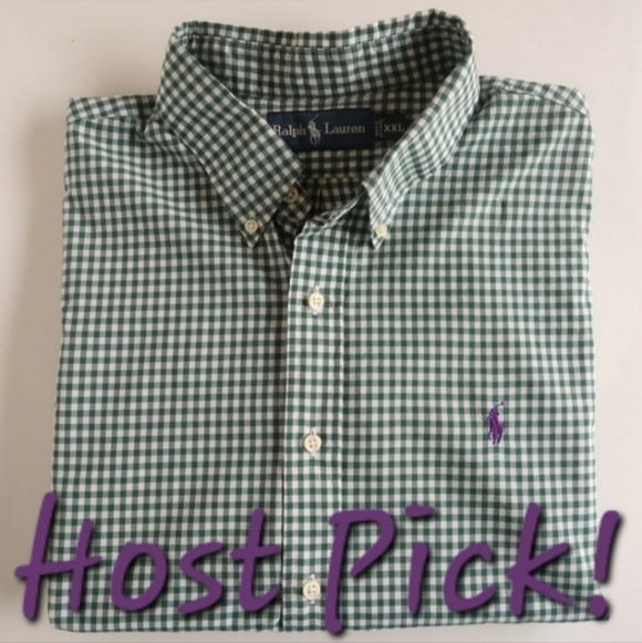 Ralph Lauren Other - Ralph Lauren Gingham Plaid Button Down Shirt Classic Fit 16 34/35 Green White